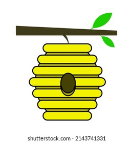 Estilo de caricatura vectorial de icono de colmena de abeja