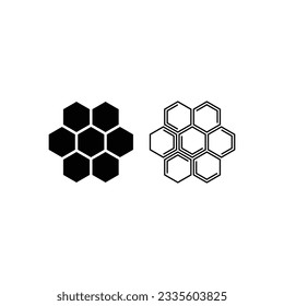 Bee hive icon vector silhouette and line on white background