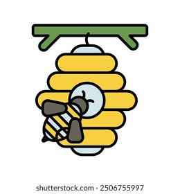 bee hive icon with white background vector stock illustration