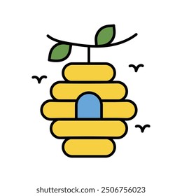 bee hive icon with white background vector stock illustration