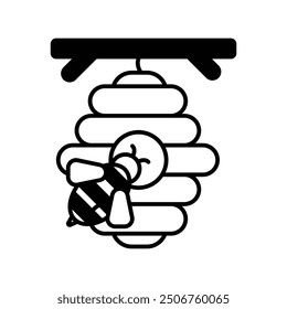 bee hive icon with white background vector stock illustration