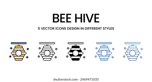 Bee Hive icons vector set stock illustration.