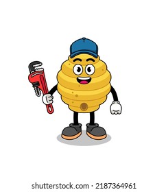 bee hive illustration cartoon as a plumber , character design