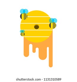 bee hive and insects,vector image, flat design