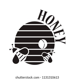 bee hive and insects,vector image, flat design