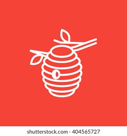 Bee Hive Line Icon.