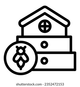 Bee hive line icon, beekeeping concept, Beehive house sign on white background, Hive for bees icon in outline style mobile concept web design. Vector graphics.
