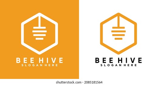 diseño del logo de la colmena de abejas con estilo y concepto creativo