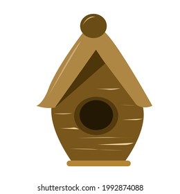 A bee hive made of wood. Isolated element on a white background.