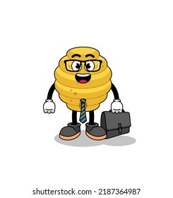 bee hive mascot as a businessman , character design