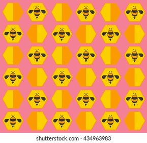 bee hive pastel cartoon background vector EPS10
