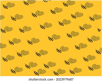 Bee Hive Pattern Wall  and Texture Design as well vector illustration of a bumblebee. seamless.

