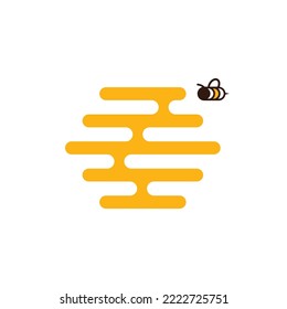 Bee hive. Bee produce fresh and healthy honey. Beekeeping concept logo.