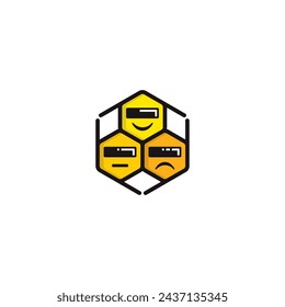 Bee Hive, Robots, and Expressions logo or icon design