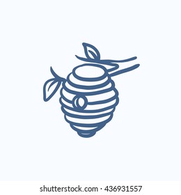 Bienenstockskizze-Symbol für Web-, Mobil- und Infografiken. Handgezeichnete Bienenstocksymbol. Bienenstockvektorsymbol. Bienenstocksymbol einzeln auf weißem Hintergrund.