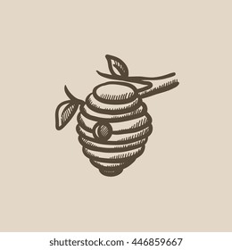 Bee hive sketch icon for web, mobile and infographics. Hand drawn bee hive icon. Bee hive vector icon. Bee hive icon isolated on white background.