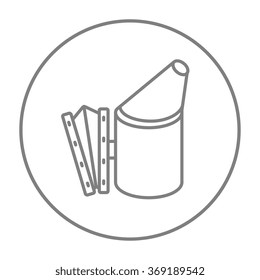 Bee hive smoker line icon.