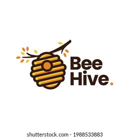 bee hive tree branch logo vector icon illustration