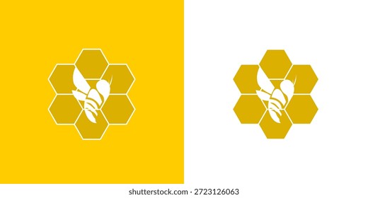 Logotipo de Vector amarillo de la abeja y de la colmena 