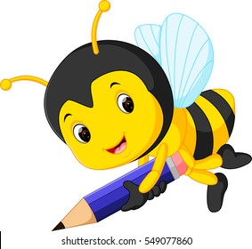 bee holding pencil