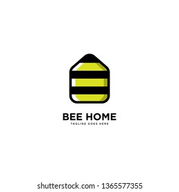 Bee home logo simple line logo template vector illustration - Vector