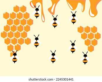 Bienen- und Honighintergrund , einfache Illustration für Hintergrund oder Tapete