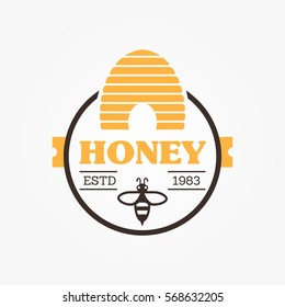 Bee Honey Badge Label Vector Logo