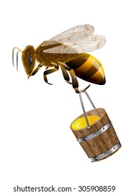 bee and honey in bucket