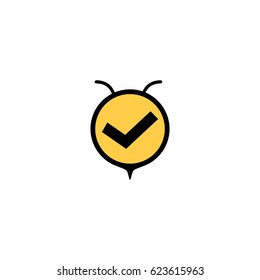 Bee Honey Check Data Icon Logo Vector
