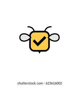 Bee Honey Check Data Icon Logo Vector