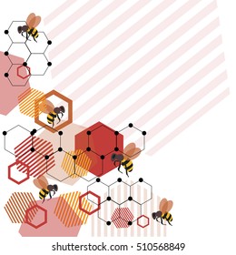 bee and honey comb abstract design for business presentation. vector illustration.