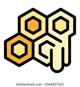 Bee honey comb icon outline vector. Hive propolis. Pollen food color flat