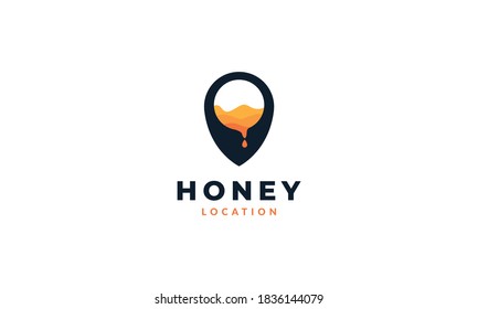bee honey comb location map pin logo vector icon illustration design