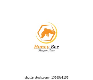 Bee and Honey comb logo template 