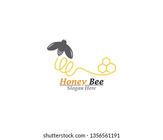 Bee and Honey comb logo template 