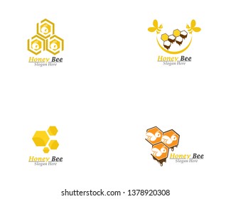 Bee And Honey Comb Logo Template Icon Vector