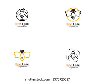 Bee And Honey Comb Logo Template Icon Vector