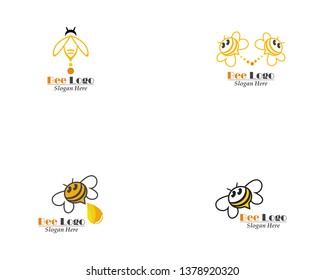 Bee And Honey Comb Logo Template Icon Vector