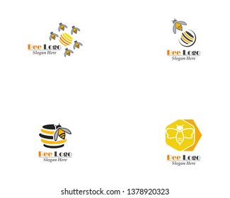 Bee And Honey Comb Logo Template Icon Vector