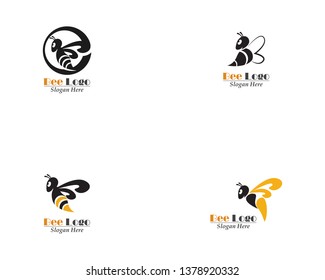 Bee And Honey Comb Logo Template Icon Vector