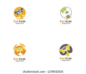 Bee And Honey Comb Logo Template Icon Vector