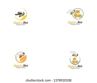 Bee And Honey Comb Logo Template Icon Vector