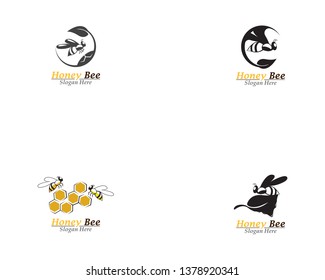 Bee And Honey Comb Logo Template Icon Vector