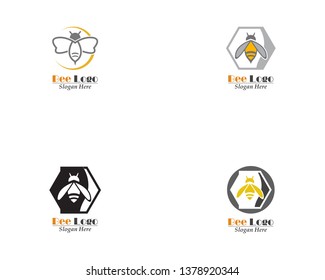 Bee And Honey Comb Logo Template Icon Vector