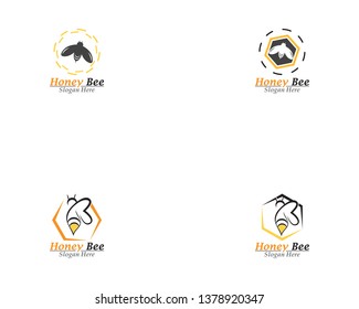 Bee And Honey Comb Logo Template Icon Vector