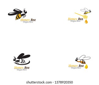 Bee And Honey Comb Logo Template Icon Vector