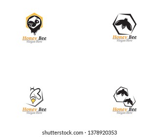 Bee And Honey Comb Logo Template Icon Vector