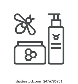 Bee Honey Cosmetics Icon. Thin Line Illustration of Honey and Bee Products Based Skincare Products, Representing Natural and Organic Beauty Care.