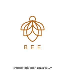 Bee honey creative vector icon symbol logo. beetle linear logotype.