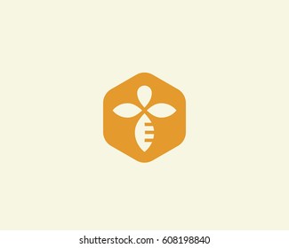 Bee honey creative vector icon symbol. Hard work logotype. Hive logo design 